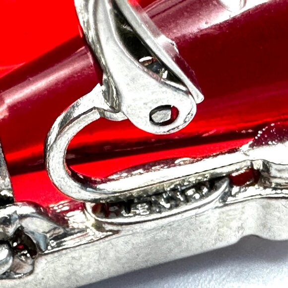 Vintage 1980s Kenneth Jay Lane Ruby Red Teardrop Earrings—Art Deco Revival — EUC - Picture 4 of 8